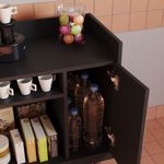 Buffet Aparador Cora Uma porta com Pés de Madeira - Preto Fosco
