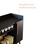 Buffet Aparador Cora Uma porta com Pés de Madeira - Preto Fosco