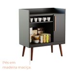Buffet Aparador Cora Uma porta com Pés de Madeira - Preto Fosco
