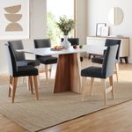 Conjunto Sala de Jantar 6 Lugares Mesa Lune e Cadeira Ane Babus