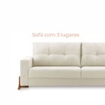 Sofá 3 lugares Muy com 2,00m em Linho e pés de madeira - Bege