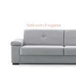 Sofá 3 lugares Lay com 2,22m em Linho - Bege