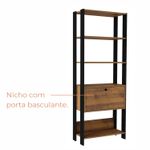 Estante Argo com 1 Porta e 5 Prateleiras - Preto / Imbuia
