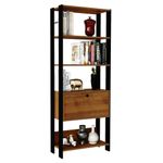 Estante Argo com 1 Porta e 5 Prateleiras - Preto / Imbuia