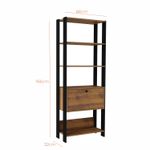 Estante Argo com 1 Porta e 5 Prateleiras - Preto / Imbuia
