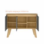 Buffet Aparador Jasmin 1,10m com 3 Portas Babus - Amadeirado / Grafite