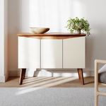 Buffet Aparador Jasmin 1,10m com 3 Portas Babus - Amadeirado / Off White