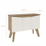 Buffet Aparador Jasmin 1,10m com 3 Portas Babus - Amadeirado / Off White