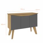 Buffet Aparador Jasmin 1,10m com 3 Portas Babus - Amadeirado / Grafite