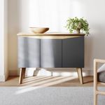 Buffet Aparador Jasmin 1,10m com 3 Portas Babus - Amadeirado / Grafite