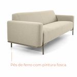 Sofá 3 lugares Cora com 2,10m em Linho e Pés de Ferro fosco - Bege