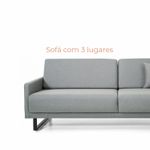Sofá 3 lugares Desi com 2,20m em Linho e Pés de Ferro fosco - Grafite