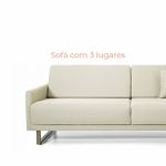 Sofá 3 lugares Desi com 2,20m em Linho e Pés de Ferro fosco - Bege