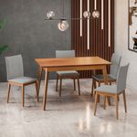 Conjunto Sala de Jantar 4 Lugares 1,36 Olive e Ares Babus - Imbuia / Cinza