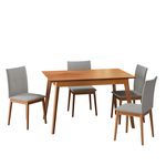 Conjunto Sala de Jantar 4 Lugares 1,36 Olive e Ares Babus - Imbuia / Cinza