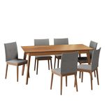 Conjunto Sala de Jantar 6 Lugares 1,80 Olive e Ares Babus - Imbuia / Cinza