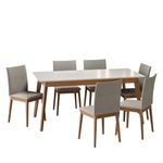Conjunto Sala de Jantar 6 Lugares 1,80 Olive e Ares Babus - Imbuia / Off White