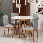 Conjunto Sala de Jantar 4 Lugares 1,03 Olive e Ares Babus - Imbuia / Off White