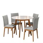 Conjunto Sala de Jantar 4 Lugares 1,03 Olive e Ares Babus - Imbuia / Off White