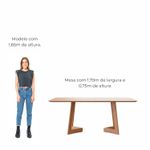 Mesa de Jantar Tanna 6 Lugares 1,70m Com Pés em Madeira Maciça - Amêndoa