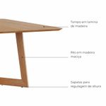 Mesa de Jantar Tanna 8 Lugares 1,90m Com Pés em Madeira Maciça - Amêndoa