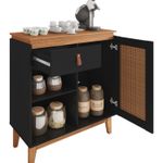 Aparador Buffet 1 Porta e 1 Gaveta Flora Babus - Preto / Cedro TR