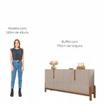 Buffet 170cm 4 Portas Lizz Versátile 2022 Off White/Cedro