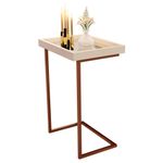 Mesa lateral Tira com pés de Metal Babus - Perola / Bronze