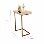 Mesa lateral Tira com pés de Metal Babus - Perola / Bronze
