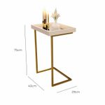 Mesa lateral Tira com pés de Metal Babus - Perola / Dourado