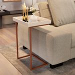 Mesa lateral Tira com pés de Metal Babus - Perola / Bronze