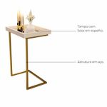 Mesa lateral Tira com pés de Metal Babus - Perola / Dourado