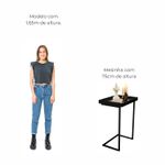 Mesa lateral Tira com pés de Metal Babus - Perola / Preto