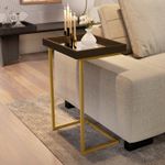 Mesa lateral Tira com pés de Metal Babus - Canela / Dourado