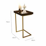 Mesa lateral Tira com pés de Metal Babus - Canela / Dourado