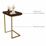 Mesa lateral Tira com pés de Metal Babus - Canela / Dourado