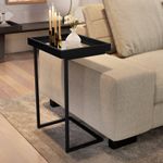 Mesa lateral Tira com pés de Metal Babus - Perola / Preto