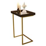 Mesa lateral Tira com pés de Metal Babus - Canela / Dourado