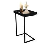 Mesa lateral Tira com pés de Metal Babus - Perola / Preto