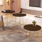 Mesa lateral Hugo com pés de Metal Babus - Canela / Dourado