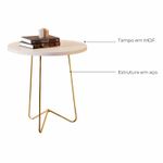 Mesa lateral Hugo com pés de Metal Babus - Perola / Dourado