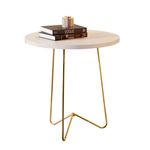 Mesa lateral Hugo com pés de Metal Babus - Perola / Dourado