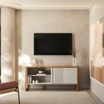 Rack de TV até 55 Polegadas Belluno com 1 Porta - Nature / Off White