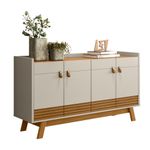 Buffet Aparador Aleppo 4 Portas Pés de Madeira Babus - Nature / Off White