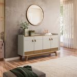 Buffet Aparador Aleppo 4 Portas Pés de Madeira Babus - Amendoa / Off White