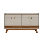 Buffet Aparador Aleppo 4 Portas Pés de Madeira Babus - Freijó / Off White