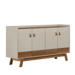 Buffet Aparador Aleppo 4 Portas Pés de Madeira Babus - Freijó / Off White