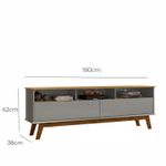 Rack para TV Até 65 Polegadas Ado com 1 Porta e Pés de madeira Babus - Cinamomo / Cinza