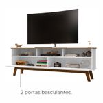 Rack para TV Até 65 Polegadas Ado com 1 Porta e Pés de madeira Babus - Branco