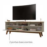 Rack para TV Até 65 Polegadas Ado com 1 Porta e Pés de madeira Babus - Cinamomo / Off White